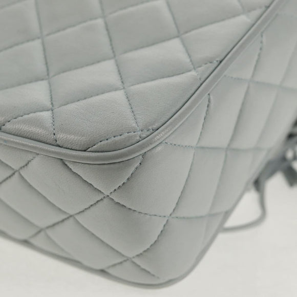 CHANEL Matelasse Chain Shoulder Bag Lamb Skin Light Blue Gold CC Auth 140125V