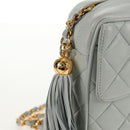 CHANEL Matelasse Chain Shoulder Bag Lamb Skin Light Blue Gold CC Auth 140125V-19