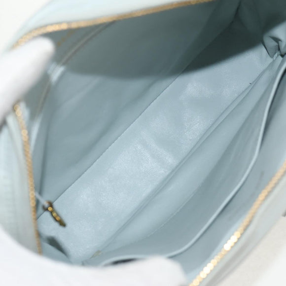 CHANEL Matelasse Chain Shoulder Bag Lamb Skin Light Blue Gold CC Auth 140125V