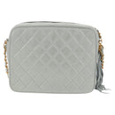 CHANEL Matelasse Chain Shoulder Bag Lamb Skin Light Blue Gold CC Auth 140125V-2