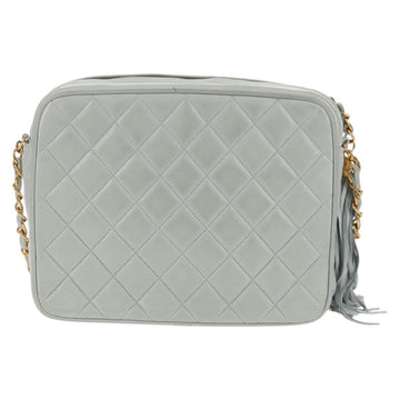 CHANEL Matelasse Chain Shoulder Bag Lamb Skin Light Blue Gold CC Auth 140125V - 0