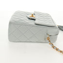 CHANEL Matelasse Chain Shoulder Bag Lamb Skin Light Blue Gold CC Auth 140125V-4