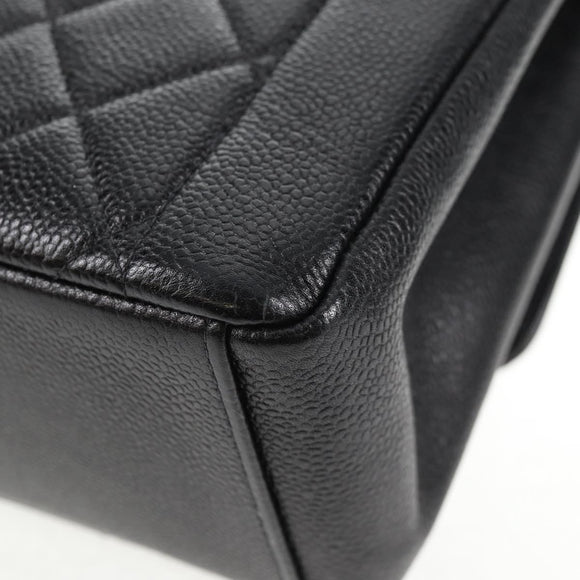 CHANEL Matelasse Diana Chain Shoulder Bag Caviar Skin Black CC Auth 140126SM