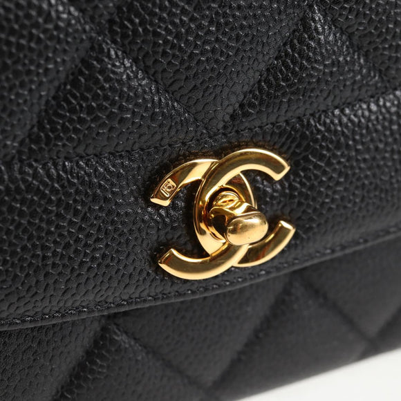 CHANEL Matelasse Diana Chain Shoulder Bag Caviar Skin Black CC Auth 140126SM