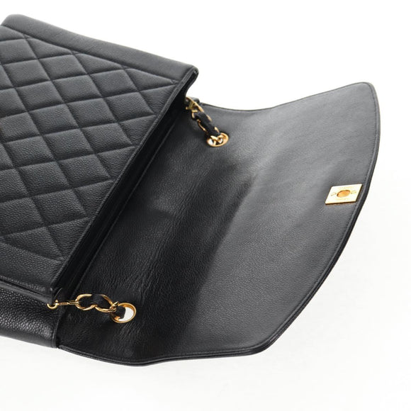 CHANEL Matelasse Diana Chain Shoulder Bag Caviar Skin Black CC Auth 140126SM