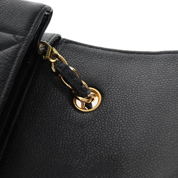 CHANEL Matelasse Diana Chain Shoulder Bag Caviar Skin Black CC Auth 140126SM
