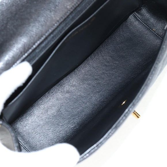 CHANEL Matelasse Diana Chain Shoulder Bag Caviar Skin Black CC Auth 140126SM