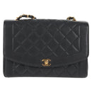 CHANEL Matelasse Diana Chain Shoulder Bag Caviar Skin Black CC Auth 140126SM-14
