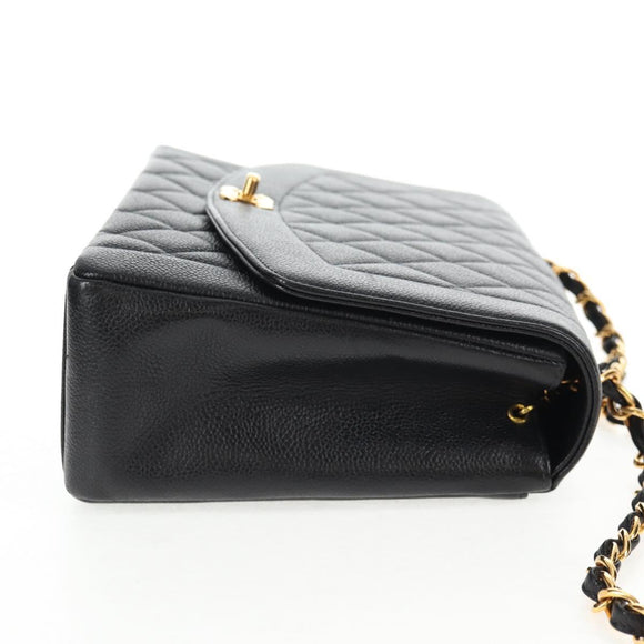CHANEL Matelasse Diana Chain Shoulder Bag Caviar Skin Black CC Auth 140126SM