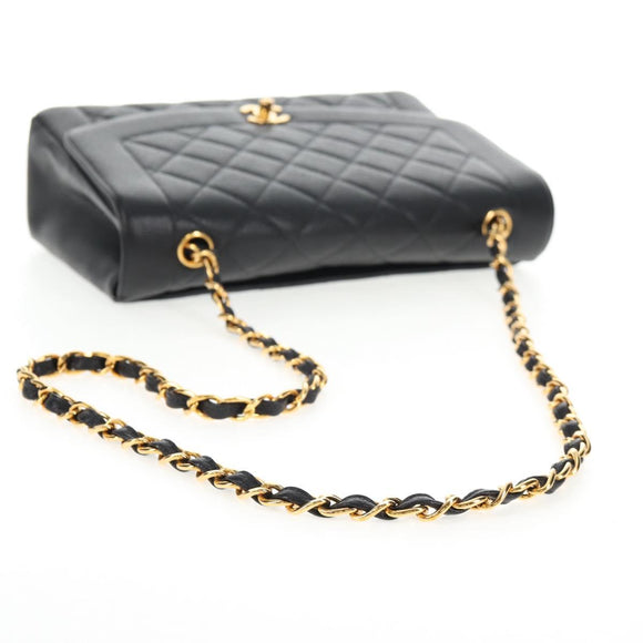 CHANEL Matelasse Diana Chain Shoulder Bag Caviar Skin Black CC Auth 140126SM
