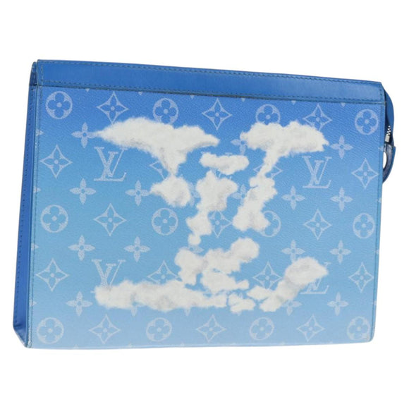 LOUIS VUITTON Monogram Crows Pochette Voyage Bag Blue White M45480 Auth 140129M