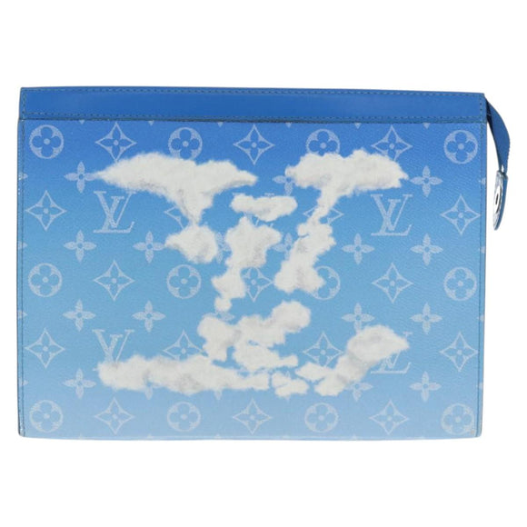LOUIS VUITTON Monogram Crows Pochette Voyage Bag Blue White M45480 Auth 140129M