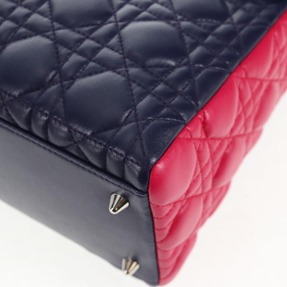 Christian Dior Canage Hand Bag Leather 2way Multicolor Silver Auth 140132M