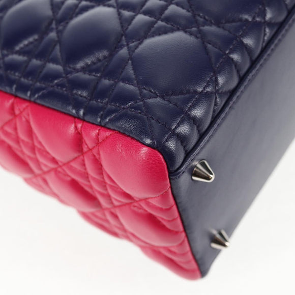 Christian Dior Canage Hand Bag Leather 2way Multicolor Silver Auth 140132M