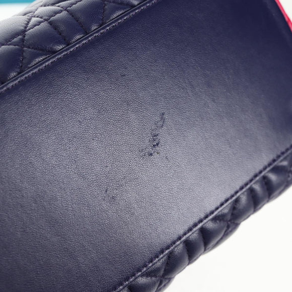 Christian Dior Canage Hand Bag Leather 2way Multicolor Silver Auth 140132M