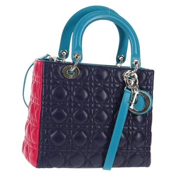 Christian Dior Canage Hand Bag Leather 2way Multicolor Silver Auth 140132M