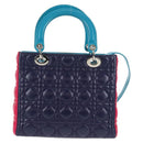 Christian Dior Canage Hand Bag Leather 2way Multicolor Silver Auth 140132M-3