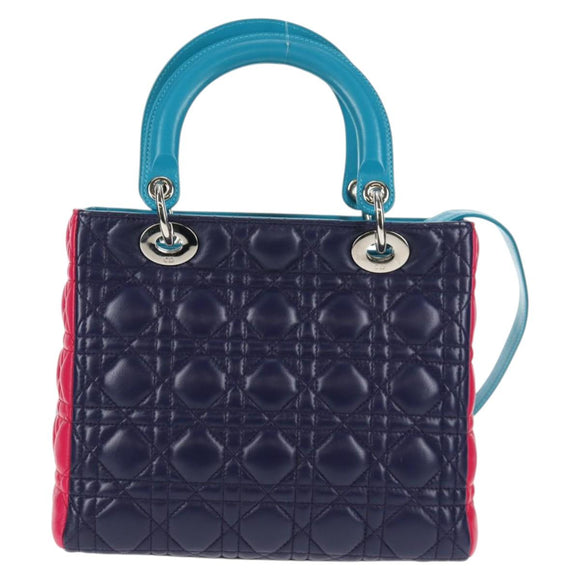 Christian Dior Canage Hand Bag Leather 2way Multicolor Silver Auth 140132M