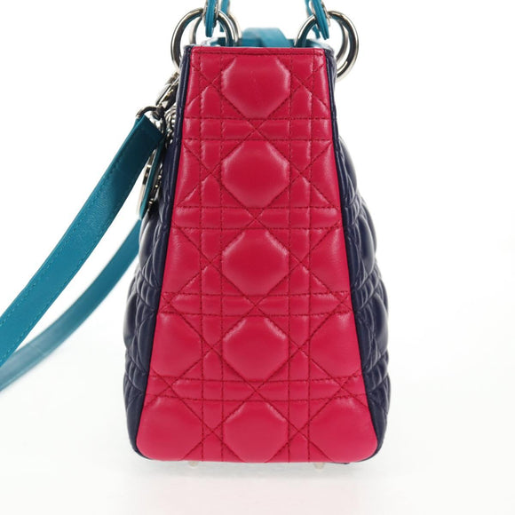 Christian Dior Canage Hand Bag Leather 2way Multicolor Silver Auth 140132M