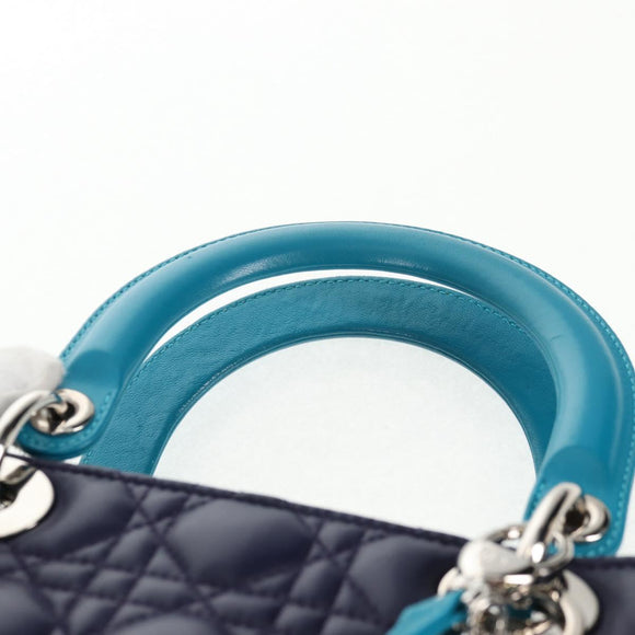 Christian Dior Canage Hand Bag Leather 2way Multicolor Silver Auth 140132M