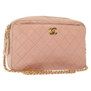 CHANEL Chain Matelasse Shoulder Bag Lamb Skin Pink Gold CC Auth 140142-1