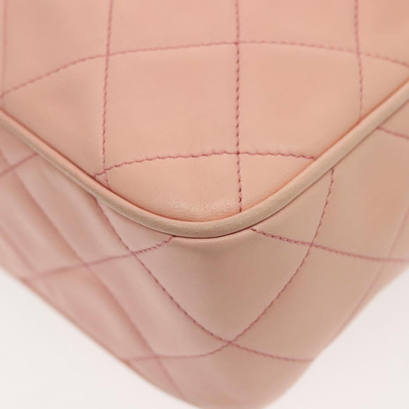 CHANEL Chain Matelasse Shoulder Bag Lamb Skin Pink Gold CC Auth 140142