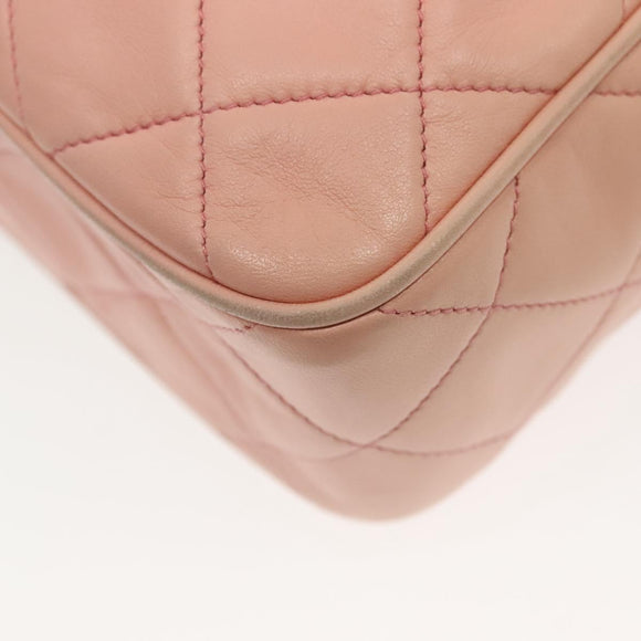 CHANEL Chain Matelasse Shoulder Bag Lamb Skin Pink Gold CC Auth 140142