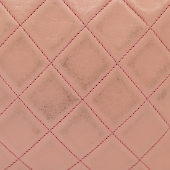 CHANEL Chain Matelasse Shoulder Bag Lamb Skin Pink Gold CC Auth 140142