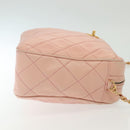 CHANEL Chain Matelasse Shoulder Bag Lamb Skin Pink Gold CC Auth 140142-4