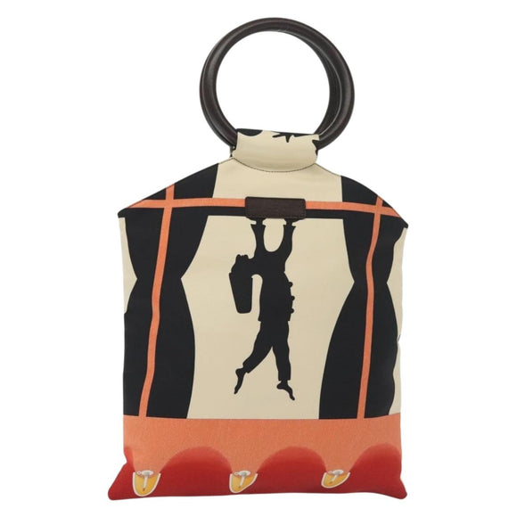 BVLGARI Hand Bag Canvas Ivory Auth 140144