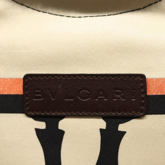 BVLGARI Hand Bag Canvas Ivory Auth 140144