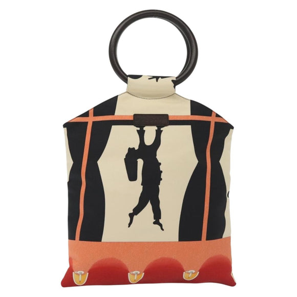 BVLGARI Hand Bag Canvas Ivory Auth 140144