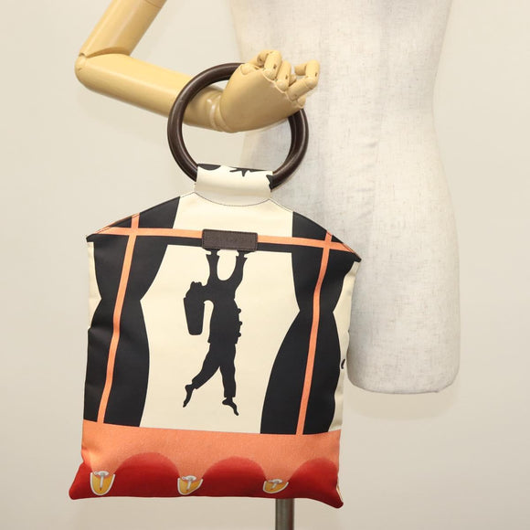 BVLGARI Hand Bag Canvas Ivory Auth 140144