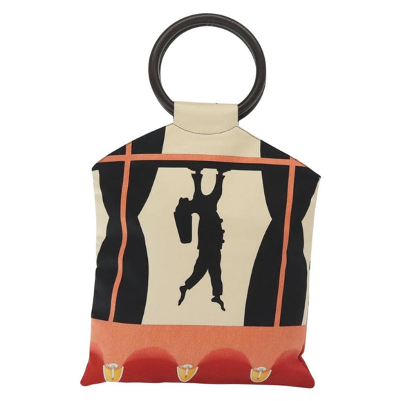 BVLGARI Hand Bag Canvas Ivory Auth 140144