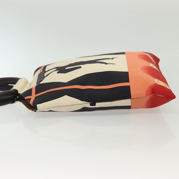 BVLGARI Hand Bag Canvas Ivory Auth 140144