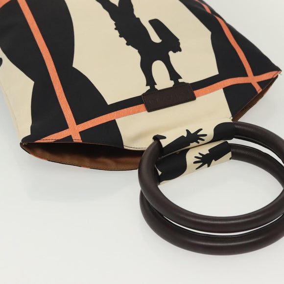 BVLGARI Hand Bag Canvas Ivory Auth 140144