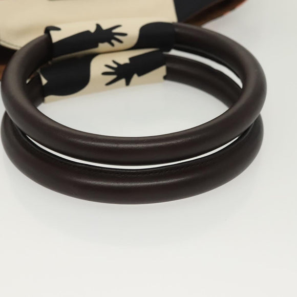 BVLGARI Hand Bag Canvas Ivory Auth 140144