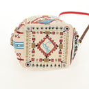 Christian Louboutin Shoulder Bag Canvas 2way Beige Gold Auth 140158V-5