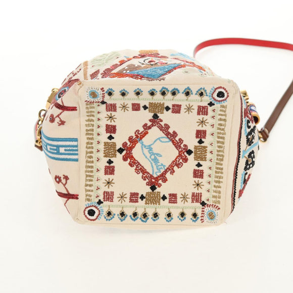 Christian Louboutin Shoulder Bag Canvas 2way Beige Gold Auth 140158V