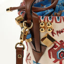 Christian Louboutin Shoulder Bag Canvas 2way Beige Gold Auth 140158V-19