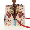 Christian Louboutin Shoulder Bag Canvas 2way Beige Gold Auth 140158V-4