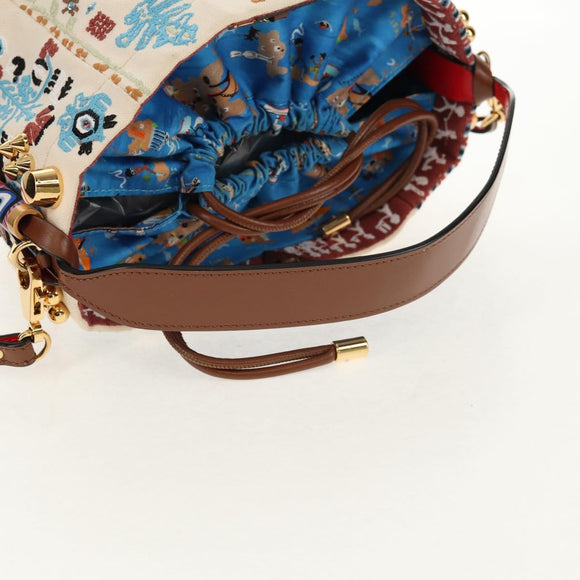 Christian Louboutin Shoulder Bag Canvas 2way Beige Gold Auth 140158V