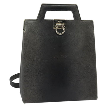 Salvatore Ferragamo Gancini Backpack Leather 2way Gray Silver Auth 140161