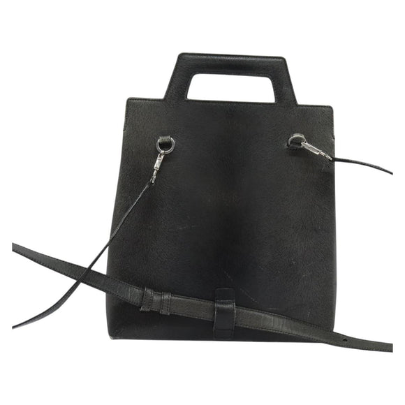 Salvatore Ferragamo Gancini Backpack Leather 2way Gray Silver Auth 140161