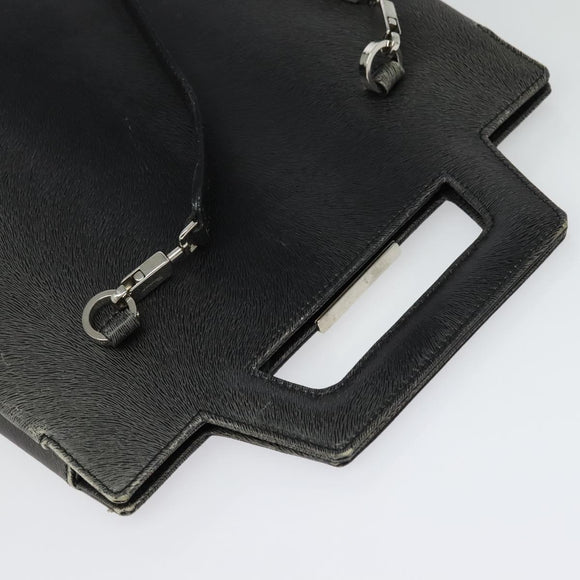 Salvatore Ferragamo Gancini Backpack Leather 2way Gray Silver Auth 140161