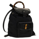 GUCCI Bamboo Backpack Canvas Black Silver 003 1998 0030 Auth 140163-1