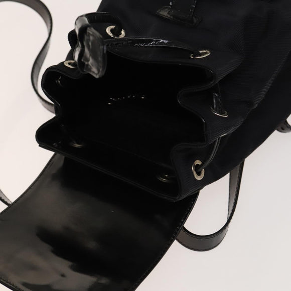 GUCCI Bamboo Backpack Canvas Black Silver 003 1998 0030 Auth 140163