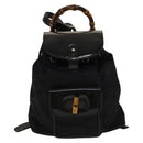 GUCCI Bamboo Backpack Canvas Black Silver 003 1998 0030 Auth 140163-13