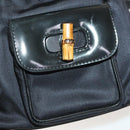 GUCCI Bamboo Backpack Canvas Black Silver 003 1998 0030 Auth 140163-24