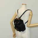 GUCCI Bamboo Backpack Canvas Black Silver 003 1998 0030 Auth 140163-26